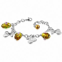 Bracelet en alliage de mode en perles de verre avec fleur
