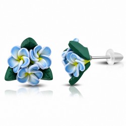 Boucles d'oreilles à la mode en forme de fleur de Fimo / Polymère avec Plumeria (paire) - FEM144