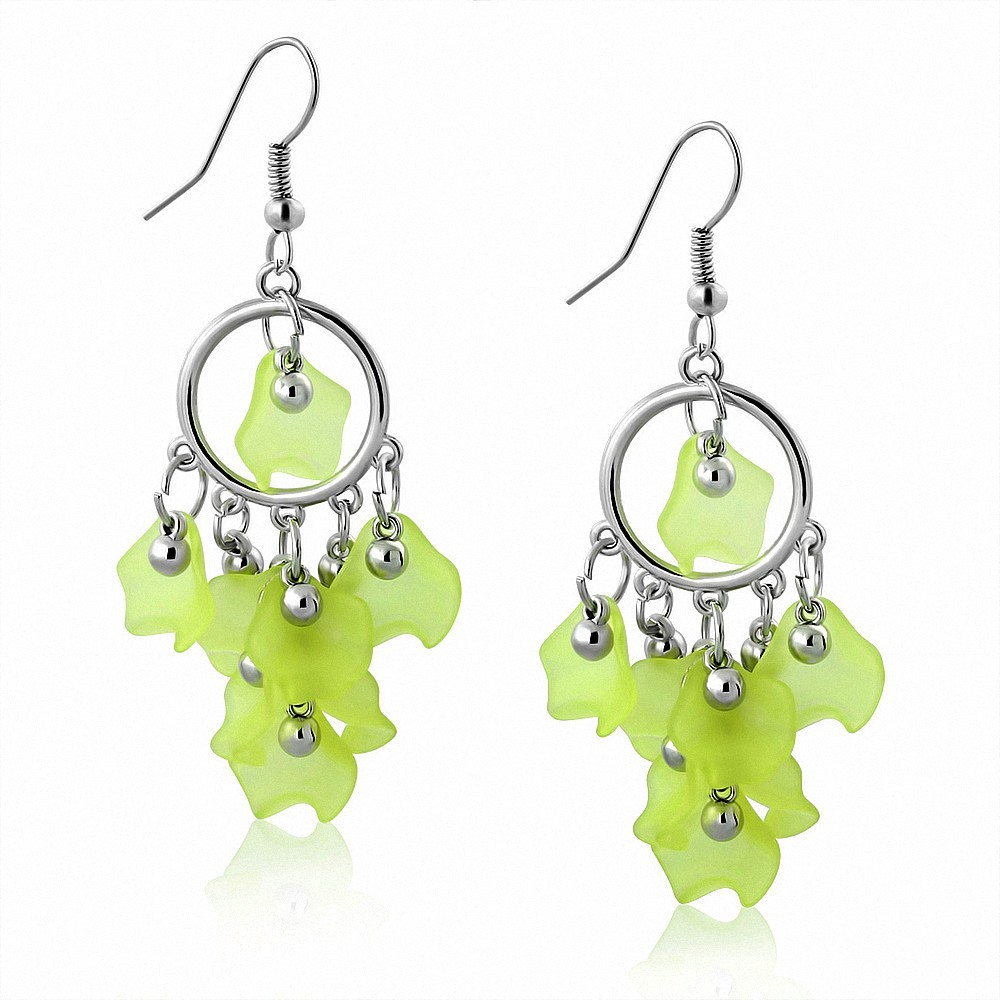 Boucles d'oreilles en crochet en forme de goutte bohémienne avec perles vert clair en alliage vert clair (paire)