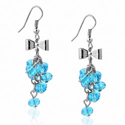 Boucles d'oreille crochet en alliage bleu avec perles bleues à la mode (paire)