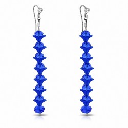 Boucles d'oreilles en alliage fantaisie avec capri de fleurs bleues et perle longue avec paire de zircons cubiques (paire)