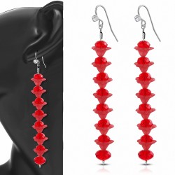 Boucles d'oreilles en alliage de perles rouges à la mode en alliage de perles rouges avec cz incolore (paire)