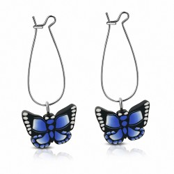 Boucles d'oreilles pendantes en alliage fantaisie avec fimo / argile polymère (paire) - FEM227