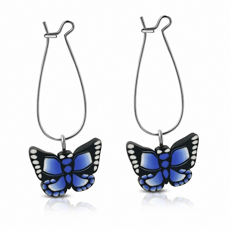 Boucles d'oreilles pendantes en alliage fantaisie avec fimo / argile polymère (paire) - FEM227