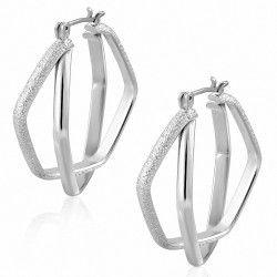 Boucles d'oreilles à pince en forme de dôme pour le Pentagone avec emboîtement en cuivre plaqué platine