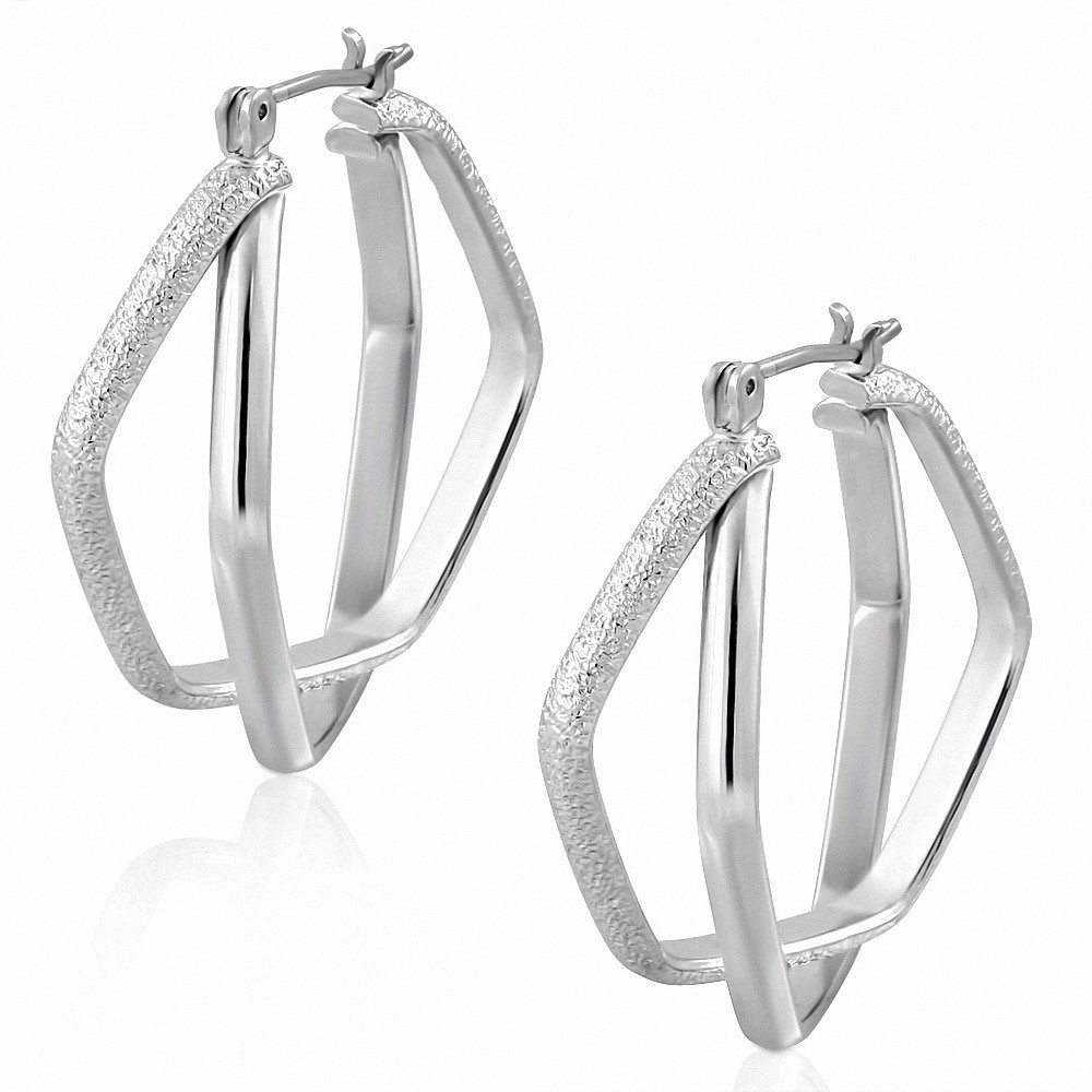 Boucles d'oreilles à pince en forme de dôme pour le Pentagone avec emboîtement en cuivre plaqué platine