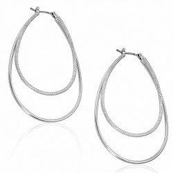 Boucles d'oreilles à clip en argent et cuivre plaqué platine à la mode - Double