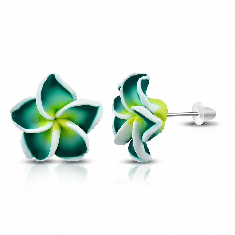 Boucles d'oreilles pendantes en forme de fleur Fimo / Polymère 16mm (paire)