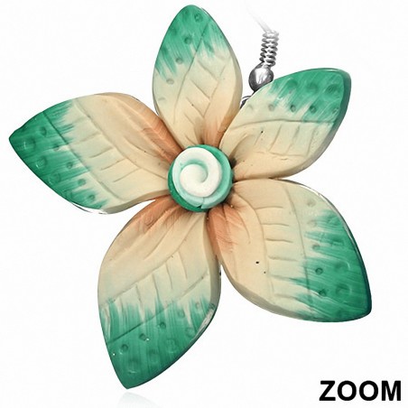 Boucles d'oreilles pendantes en forme de fleur en alliage de fimo / argile polymère à la mode (paire) - FEM429