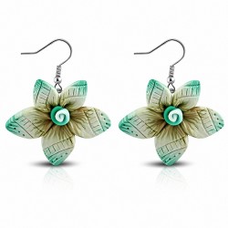 Boucles d'oreilles pendantes en forme de fleur en alliage de fimo / argile polymère à la mode (paire) - FEM430