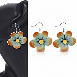 Boucles d'oreilles pendantes en forme de fleur en alliage de fimo / argile polymère à la mode (paire) - FEM432