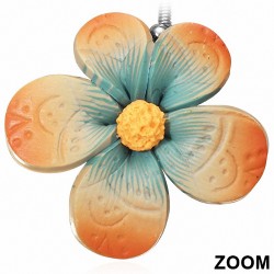 Boucles d'oreilles pendantes en forme de fleur en alliage de fimo / argile polymère à la mode (paire) - FEM432