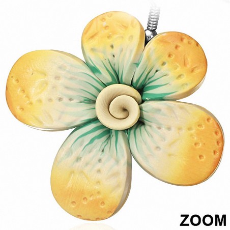 Boucles d'oreilles pendantes en forme de goutte de fleur de fimo / argile polymère à la mode en alliage (paire) - FEM433