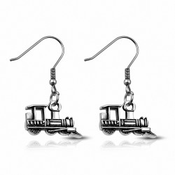Boucles d'oreilles pendantes en alliage de train de locomotive (paire)