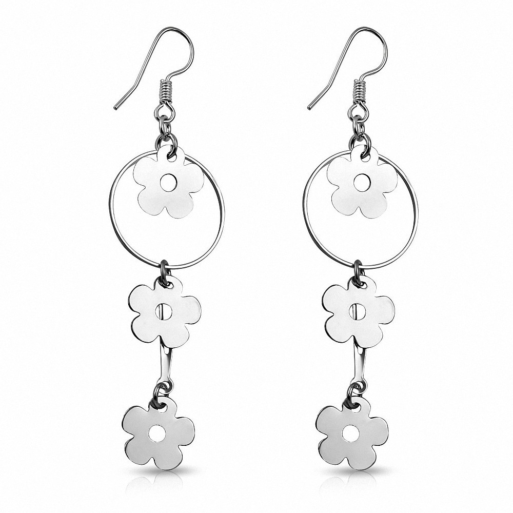 Boucles d'oreilles à crochet en alliage avec fleur (paire)