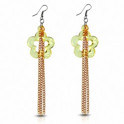 Boucles d'oreilles avec crochet en alliage et résine orange à la mode et à la fleur (paire)