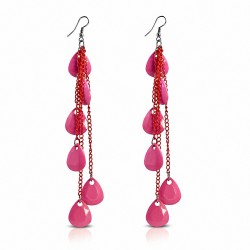 Alliage Fashion & Perles Teardrop Rouge Slinky Long Drop Hook Earrings (paire)