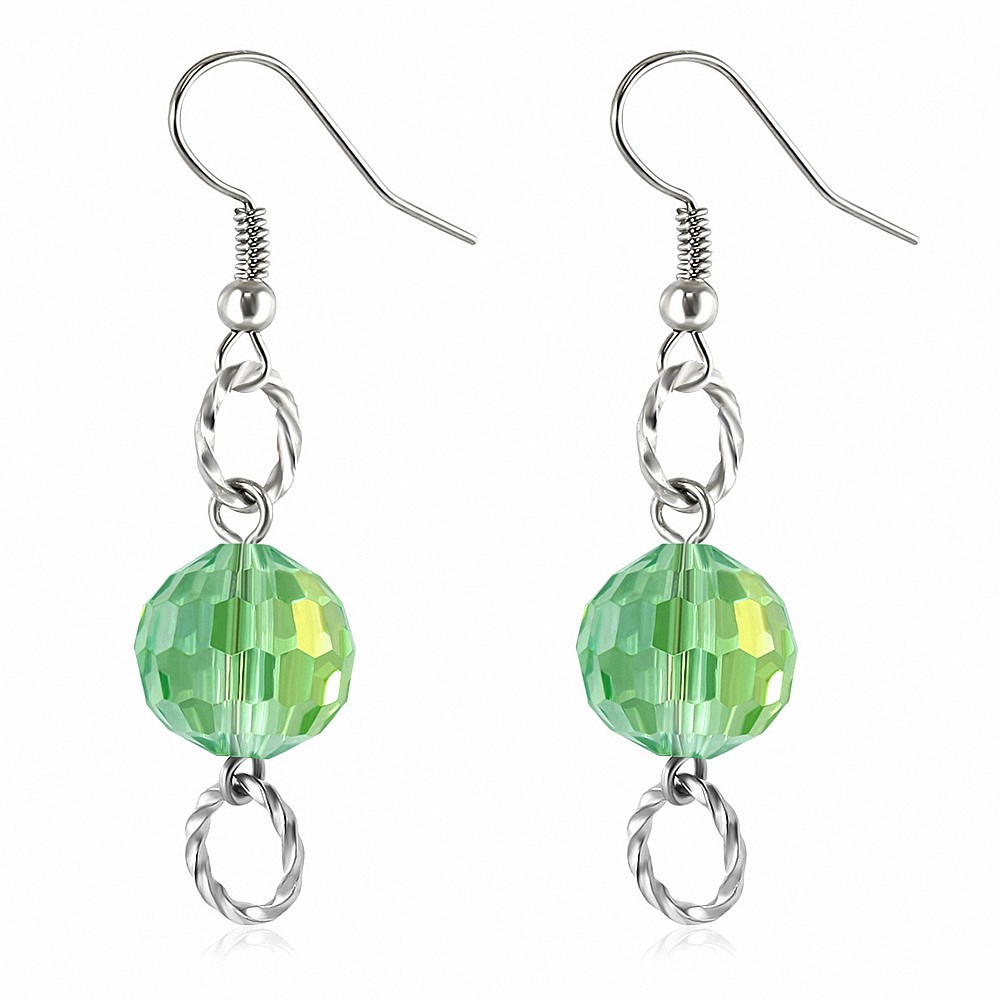 Boucles d'oreilles à la mode avec perles acryliques vertes et crochets (paire)