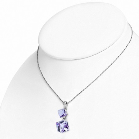 Alliage avec collier plaqué en or blanc avec cristaux de   violet / violet