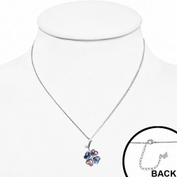 Alliage avec collier de charm Love Shamrock en doré blanc doré avec des cristaux  à 2 tons