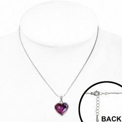 Collier avec pendentif coeur en alliage avec doré blanc et cristaux fuchsia