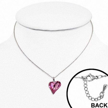 Collier avec pendentif coeur en alliage doré / doré blanc avec cristaux de  Rose Rose