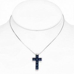 Alliage avec collier en doré blanc et croix latine avec cristaux de   de Montana