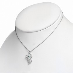 Alliage avec collier de charm de papillon de placage à l'or blanc avec des cristaux de