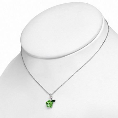 Alliage avec or blanc doré collier de charm de fleur minuscule avec des cristaux de   de péridot