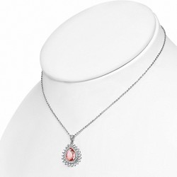 Alliage avec or blanc plaqué collier de chaîne de prolongateur de fleur de larme avec des cristaux de Padparadscha saphir