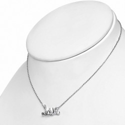 Alliage avec collier de chaîne d'allongement avec monogramme d'amour en doré blanc avec cristaux transparents