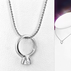 4.5mm | Collier en alliage fantaisie avec chaîne pour bébé en alliage de mode  Clear CZ