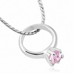 Collier en alliage de mode avec bagues à breloques et anneau pour bébé avec rose CZ