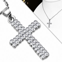 Collier en alliage fantaisie avec cristal de mode en forme de croix latine avec zircon clair
