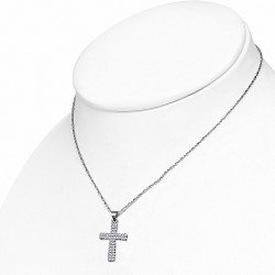 Collier en alliage fantaisie avec cristal de mode en forme de croix latine avec zircon clair