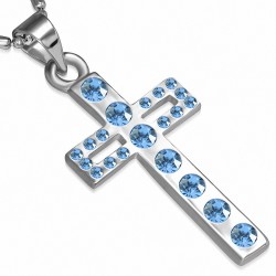 Alliage de cristal fantaisie avec collier en chaîne en alliage de cristal et saphir bleu CZ