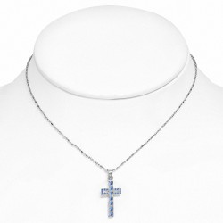 Alliage de cristal fantaisie avec collier en chaîne en alliage de cristal et saphir bleu CZ