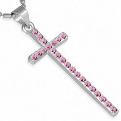 Alliage de cristal fantaisie collier avec chaîne de charm avec rose rose CZ