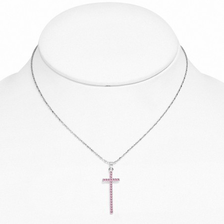 Alliage de cristal fantaisie collier avec chaîne de charm avec rose rose CZ