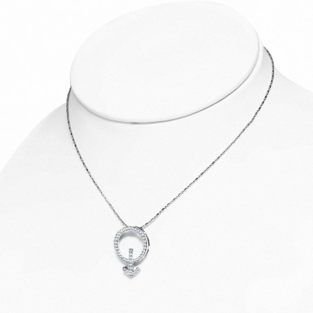 Alliage mode flèche gaie sexe symbole de charm chaîne de collier  clear cz