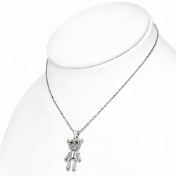 Collier fantaisie alliage de cristal avec chaîne en alliage de cristal  noir jais et coloré CZ