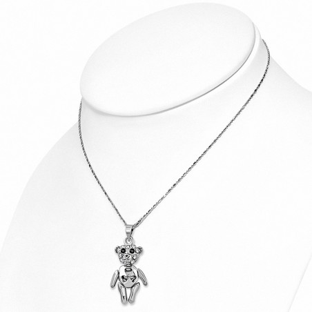 Collier fantaisie avec chaîne en cristal en alliage avec  Clear & Jet Black CZ