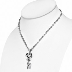 Collier en chaîne avec breloque pendentif coeurs en alliage fantaisie avec motif transparent