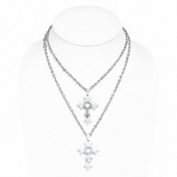 Alliage de mode 2 pièces de sexe masculin de sexe féminin féminin symbole Fleur De Lis collier de chaîne de charm