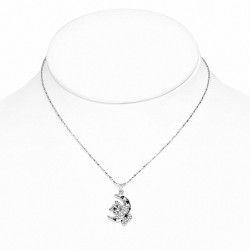 Collier fantaisie en alliage fantaisie avec cristal demi-lune en forme d'étoile avec ourson clair