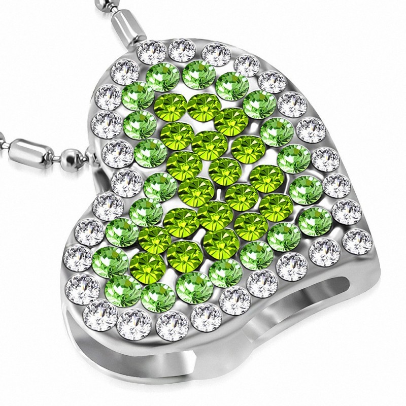 Collier en alliage à la mode en forme de coeur avec pendentif coeur en cristal avec coeur en cristal