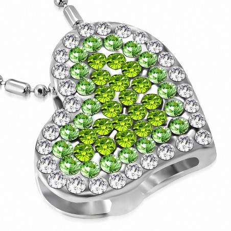 Collier en alliage à la mode en forme de coeur avec pendentif coeur en cristal avec coeur en cristal