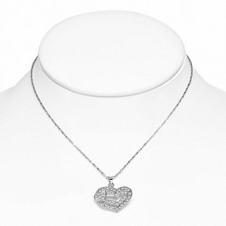 Collier en alliage fantaisie avec pendentif coeur en cristal en alliage fantaisie avec motif transparent