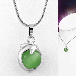 Collier chaîne en alliage de charm avec boule de filature pour dauphin avec pierre yeux verts chats