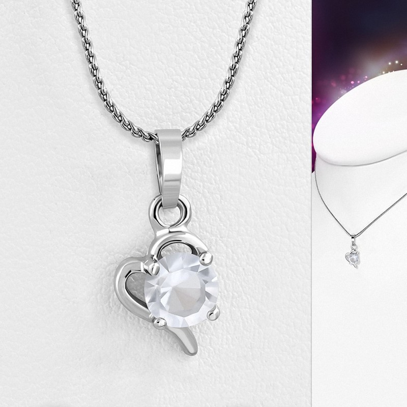 Collier en chaîne avec breloque coeur en alliage de cristal et alliage de mode